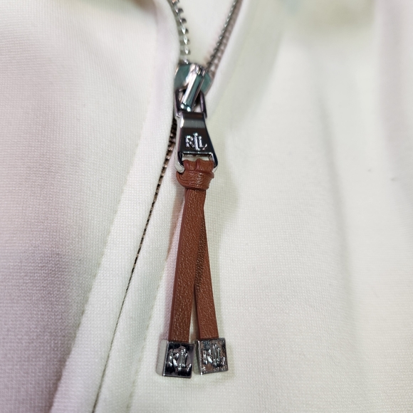 Lauren Ralph Lauren Ivory Women's Moto Jacket Full Crossbody Zip XS - Picture 9 of 16